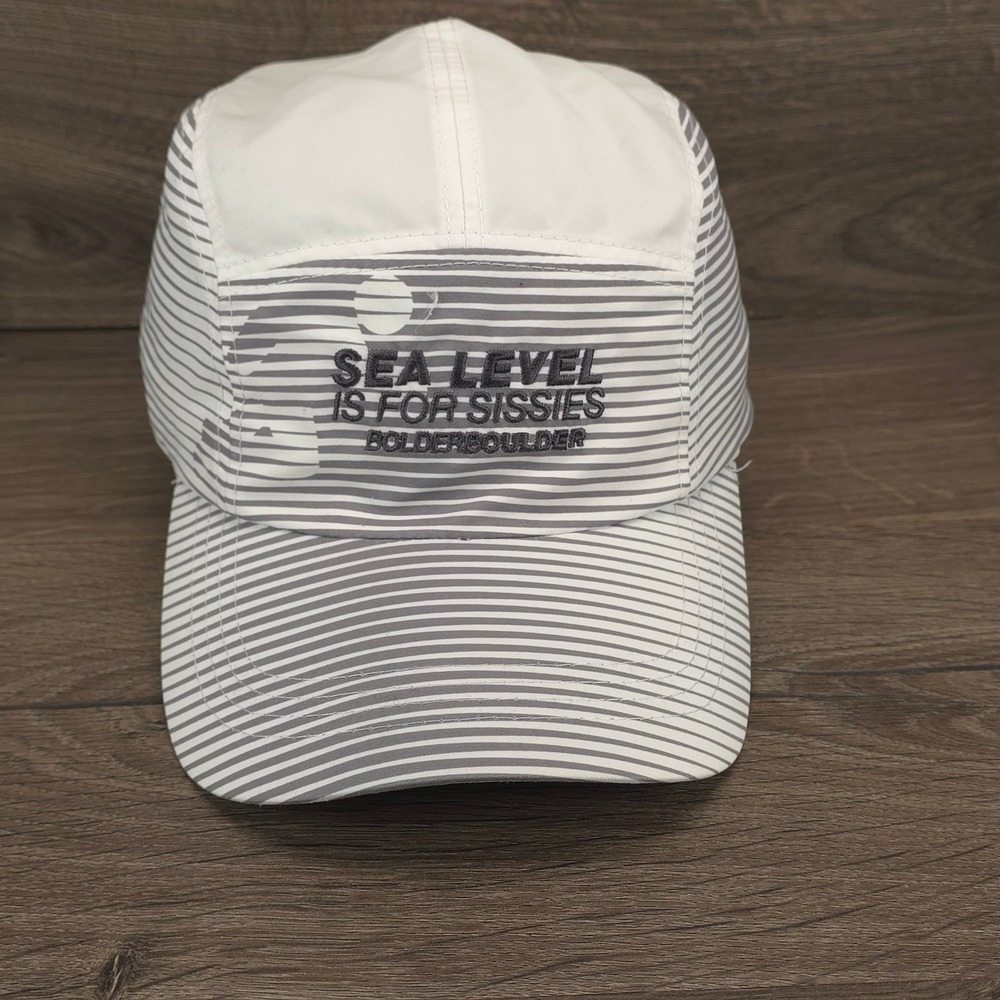 BolderBoulder Hat Mens Strapback White Sea Level Is For Sissies Cap Discontinued